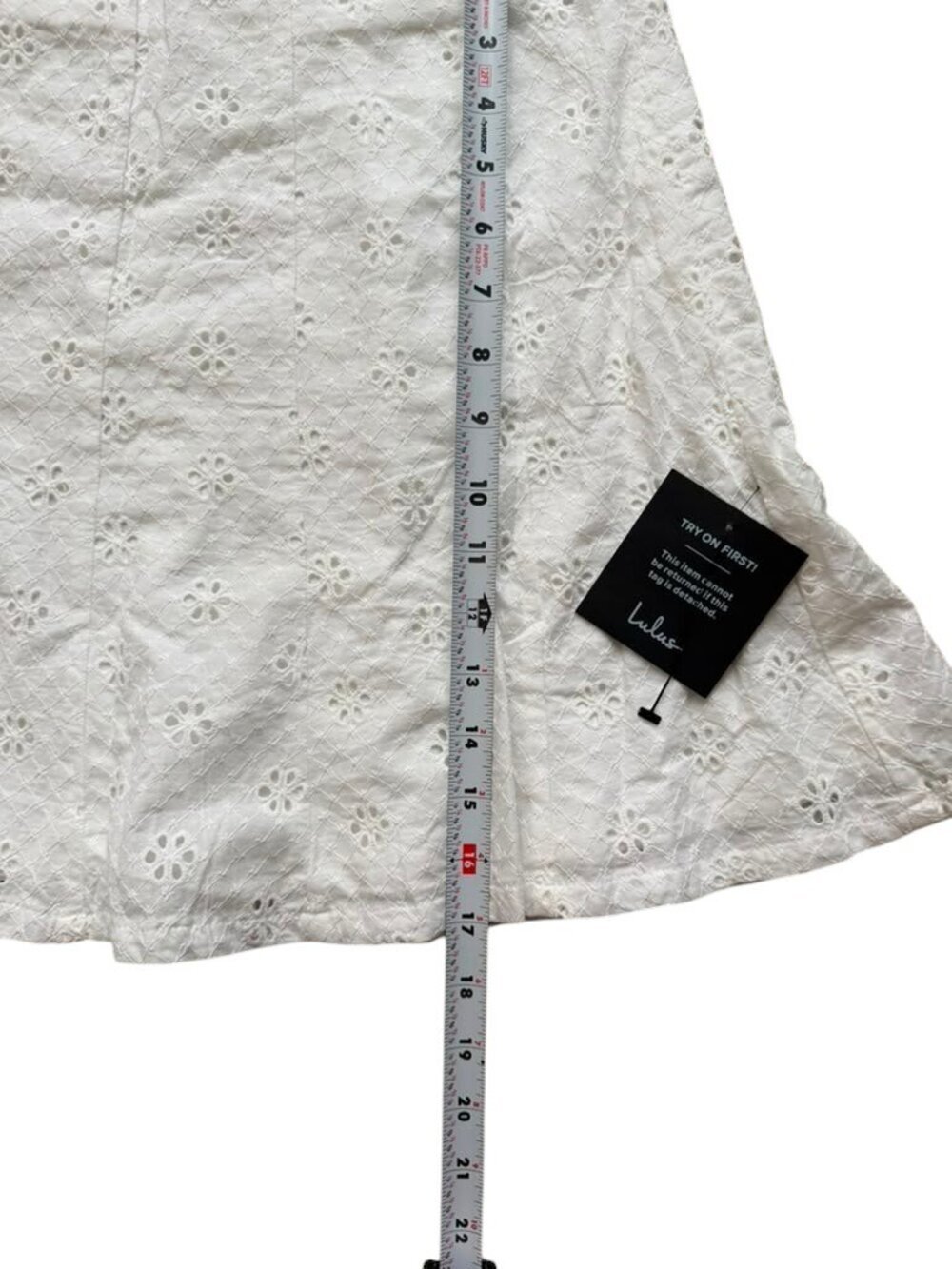 Lulus Eyelet Cotton 2 Piece Set Womens L White Crop Top Mini Skirt NWT Summer - Picture 6 of 9